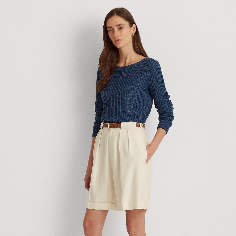 ralph lauren LINEN twill pleated short 4P